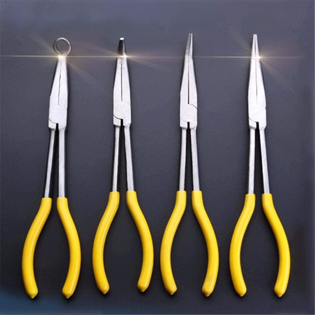 LFDHSF Pliers Tool Pliers Hand Tool， 4Pcs 11 inch Bent Mechanic Equipment Hand Tool Set Extra Long Nose Pliers Straight