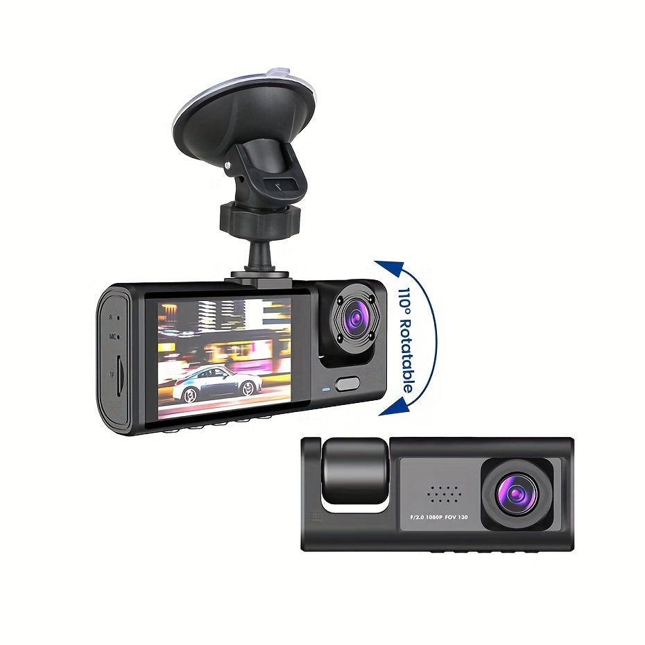 1080P Car Dash Cam 2 Camera Cycle Recording Video Recorder, Front And Inside View Camera, ParMonitor, Reverse Camera, Infrared Night Vision