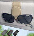 CHOSMOYI Magnetic Leather Sunglass Holder for Car, Sunglasses Clip for Car Visor, Auto Interior Accessories Universal for Different Size Eyeglasses (Beige)