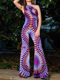 Color tie-dye multifunctional sunscreen printed jumpsuit