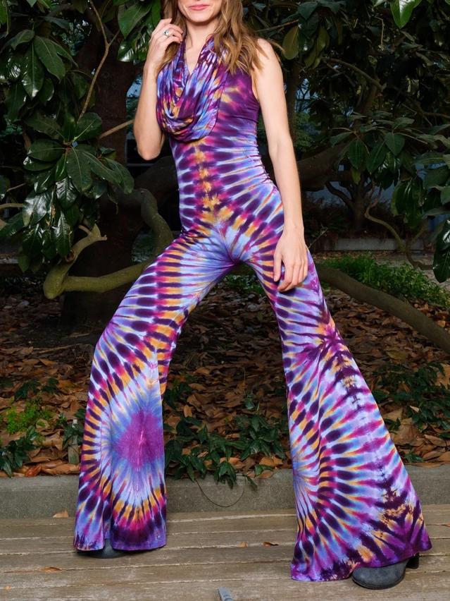 Color tie-dye multifunctional sunscreen printed jumpsuit