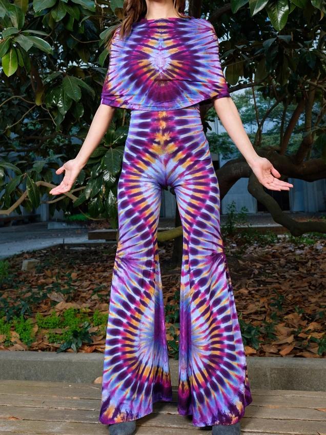 Color tie-dye multifunctional sunscreen printed jumpsuit