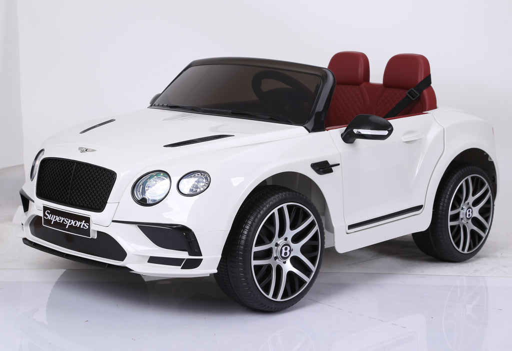 KIDSVIP Officially Licensed 12v Bentley SuperSport 1 Seat for 1 Rider Kids and Toddlers Ride on Car W/Leather Seat, Rubber Wheels, Remote Control - White