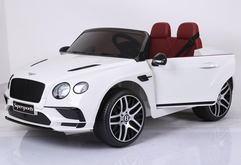 KIDSVIP Officially Licensed 12v Bentley SuperSport 1 Seat for 1 Rider Kids and Toddlers Ride on Car W/Leather Seat, Rubber Wheels, Remote Control - White