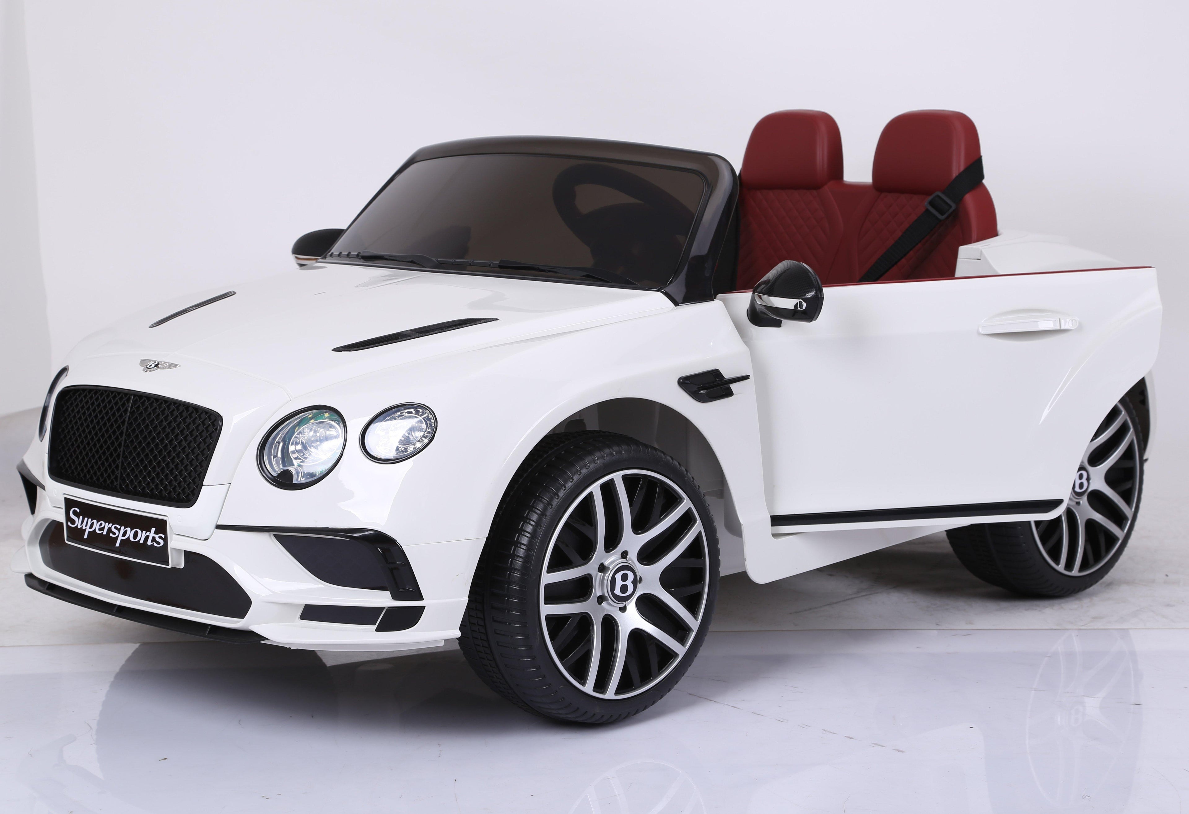 KIDSVIP Officially Licensed 12v Bentley SuperSport 1 Seat for 1 Rider Kids and Toddlers Ride on Car W/Leather Seat, Rubber Wheels, Remote Control - White