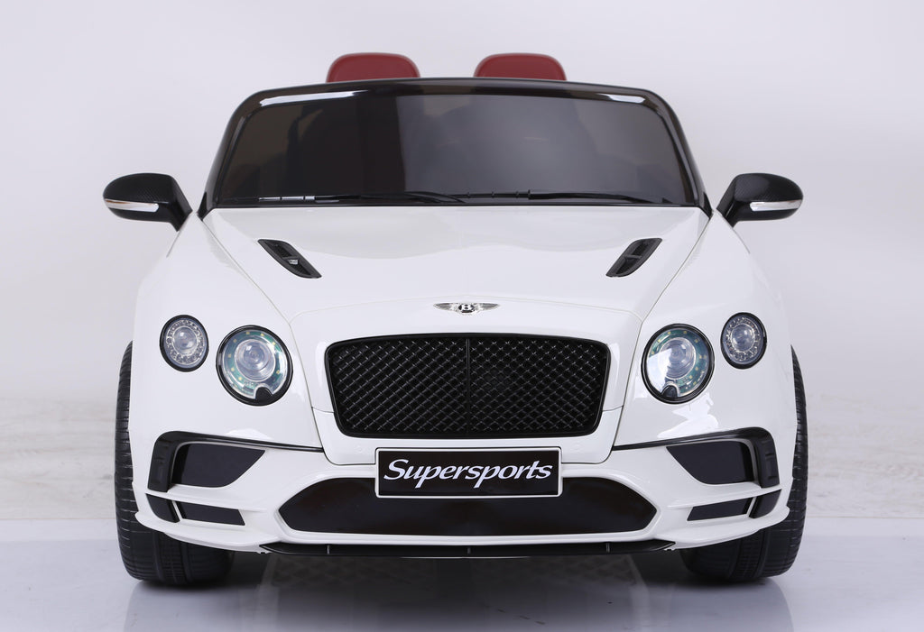 KIDSVIP Officially Licensed 12v Bentley SuperSport 1 Seat for 1 Rider Kids and Toddlers Ride on Car W/Leather Seat, Rubber Wheels, Remote Control - White