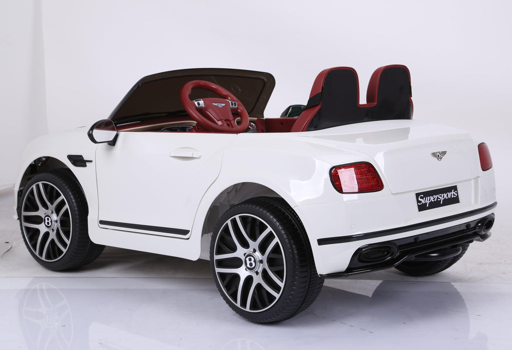 KIDSVIP Officially Licensed 12v Bentley SuperSport 1 Seat for 1 Rider Kids and Toddlers Ride on Car W/Leather Seat, Rubber Wheels, Remote Control - White