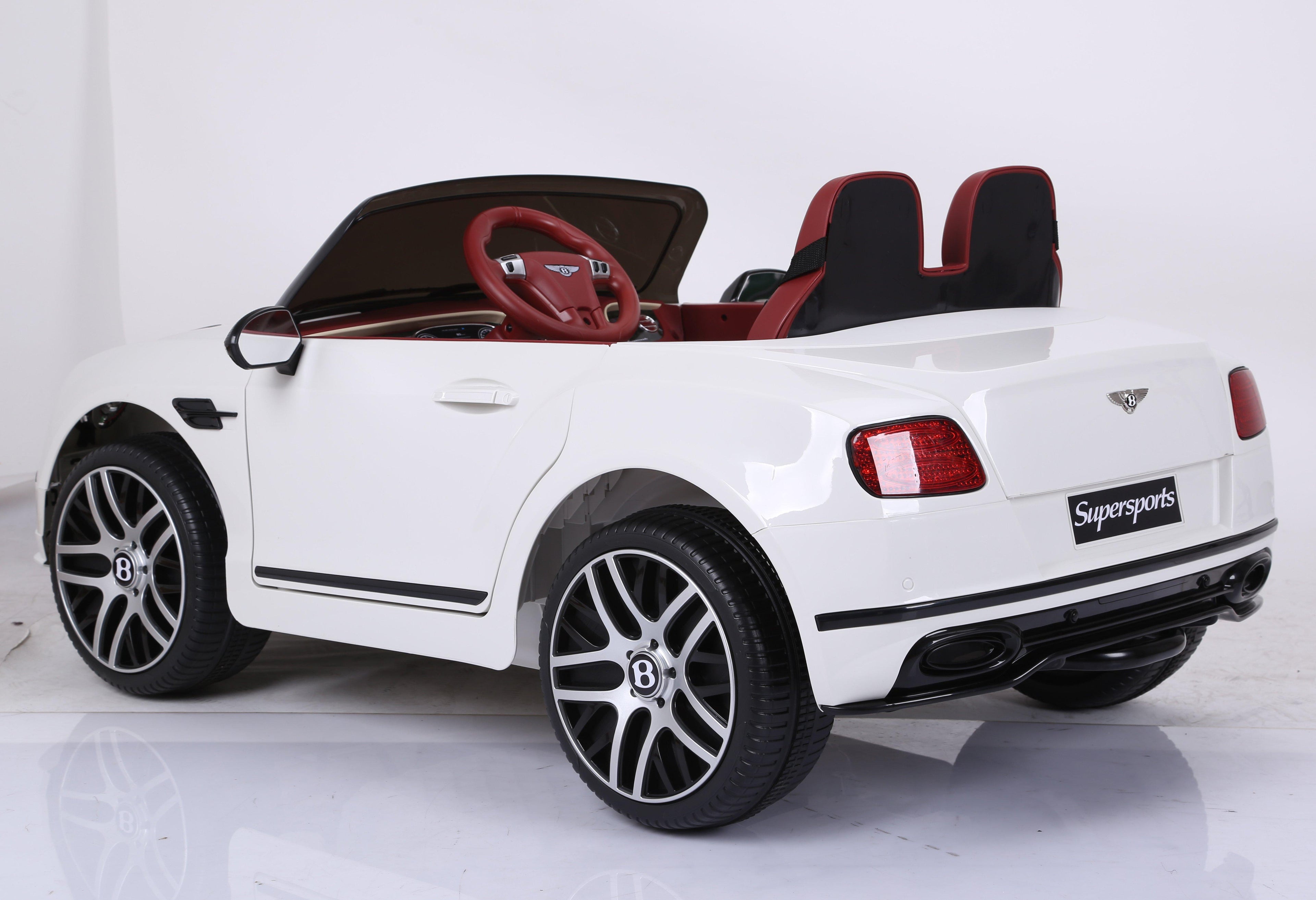 KIDSVIP Officially Licensed 12v Bentley SuperSport 1 Seat for 1 Rider Kids and Toddlers Ride on Car W/Leather Seat, Rubber Wheels, Remote Control - White
