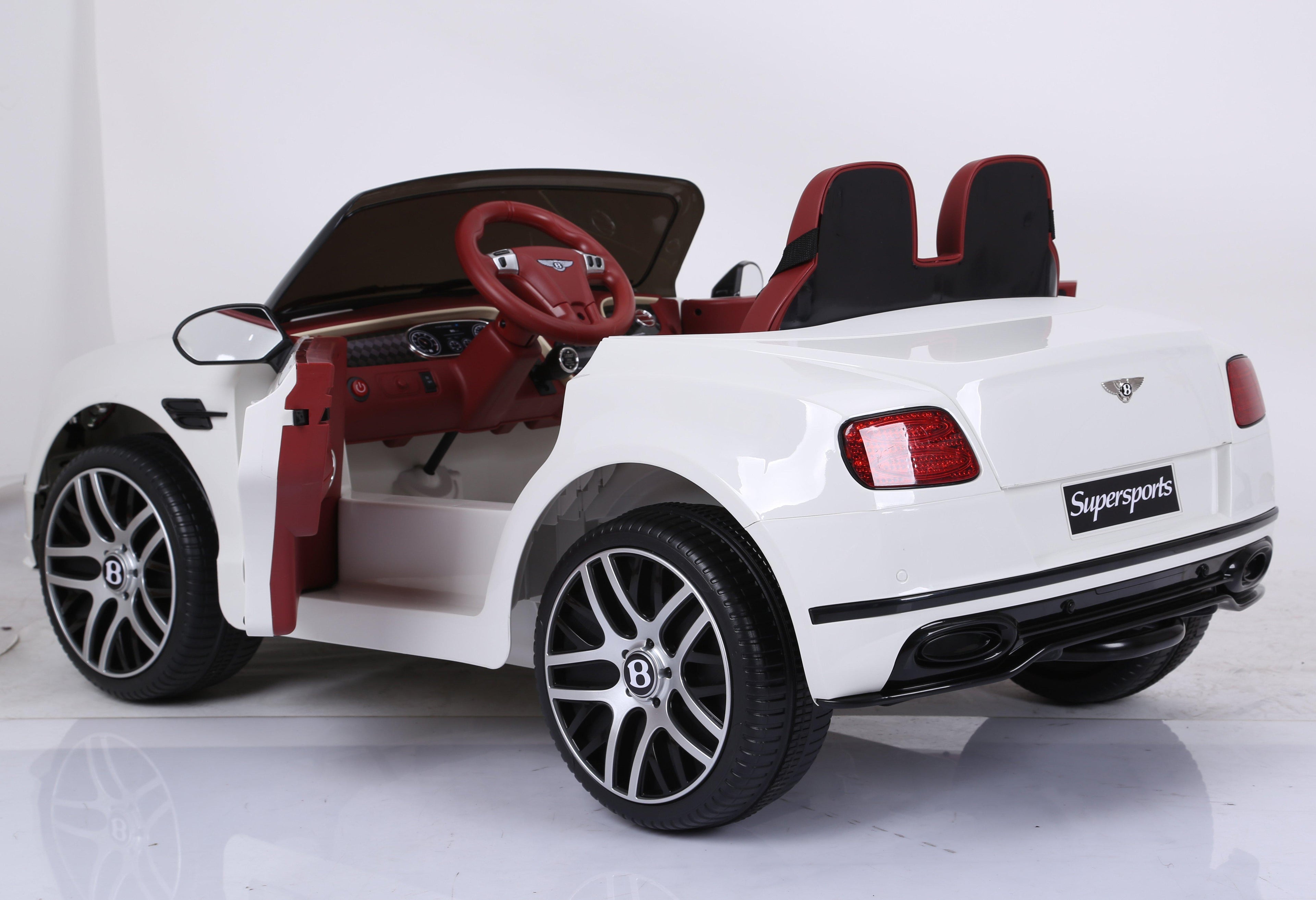 KIDSVIP Officially Licensed 12v Bentley SuperSport 1 Seat for 1 Rider Kids and Toddlers Ride on Car W/Leather Seat, Rubber Wheels, Remote Control - White