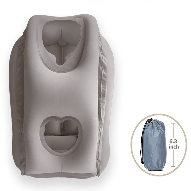 Comfy Inflatable Travel Pillow: Neck &amp; Lumbar Support For Airplane, Car, RV &amp;   - Folds Easily Into Bag!