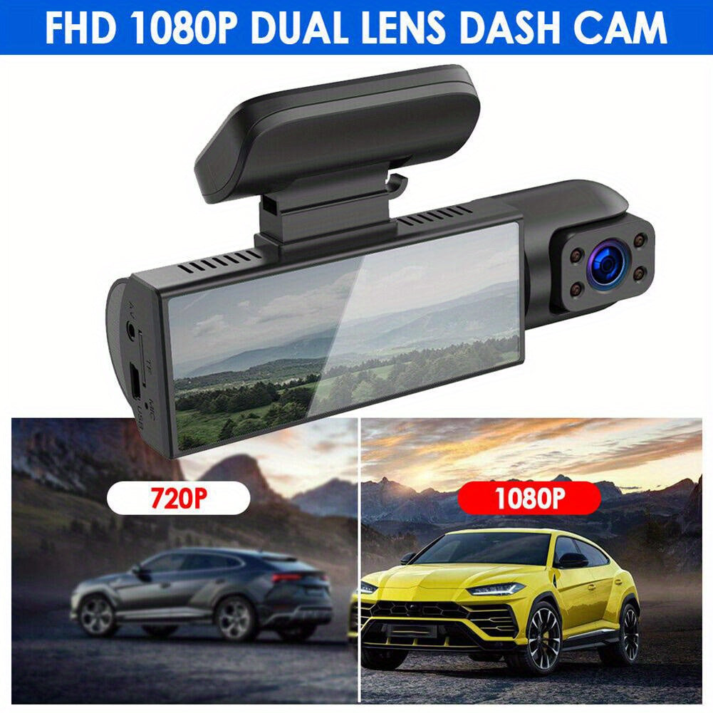 Dash Cam 3.16 Inch Dual Lens Dash Cam, Front -in Camera G Sensor HD Night Vision Wide Angle Car DVR