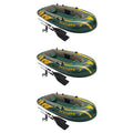Seahawk 3 Person Inflatable Boat Set with Aluminum Oars &amp; Pump (3 Pack)
