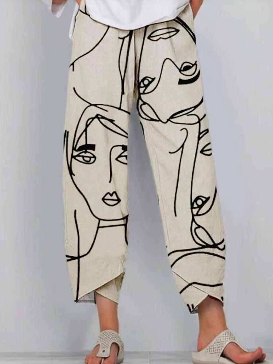 Casual Abstract Printed Loose Trousers