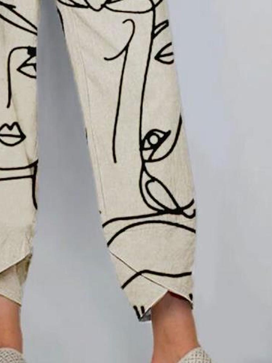 Casual Abstract Printed Loose Trousers