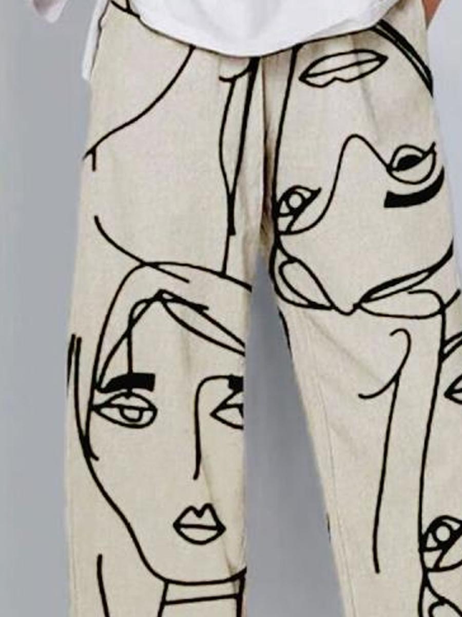 Casual Abstract Printed Loose Trousers