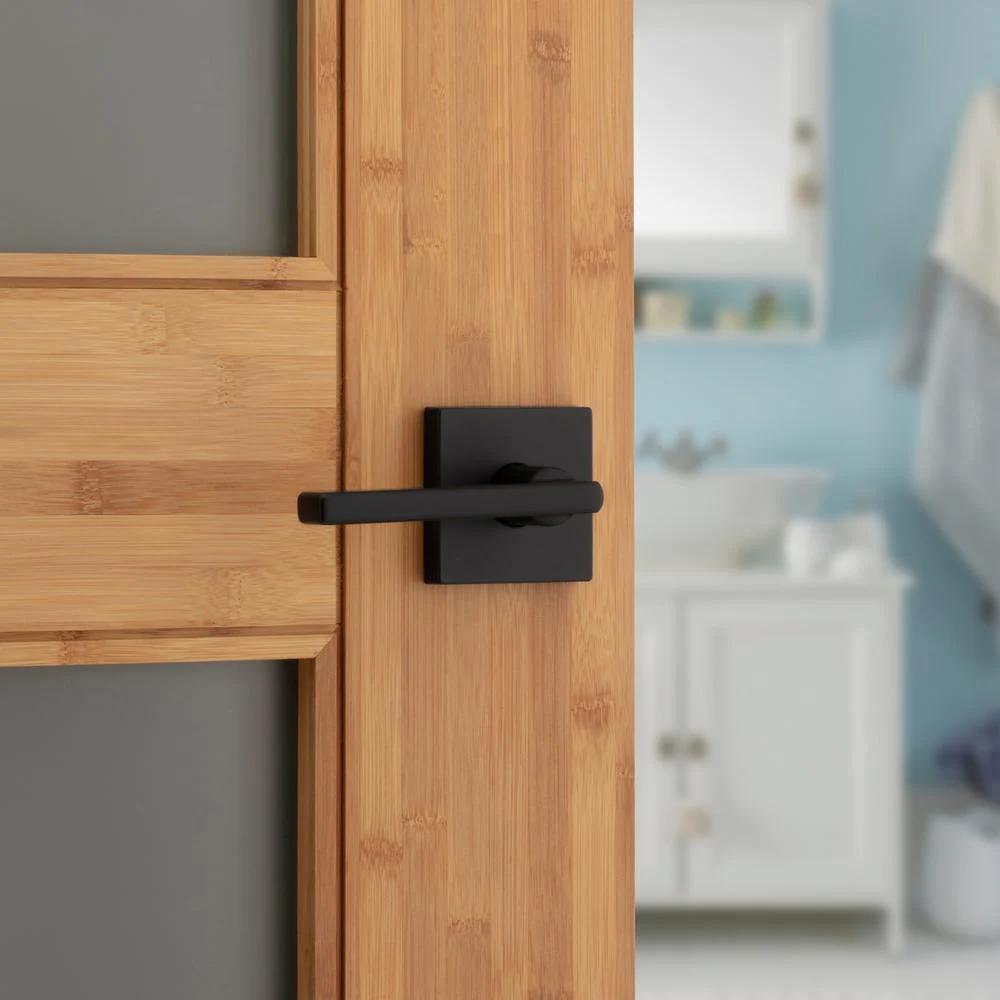 Halifax Square Matte Black Privacy Bed/Bath Door Lever