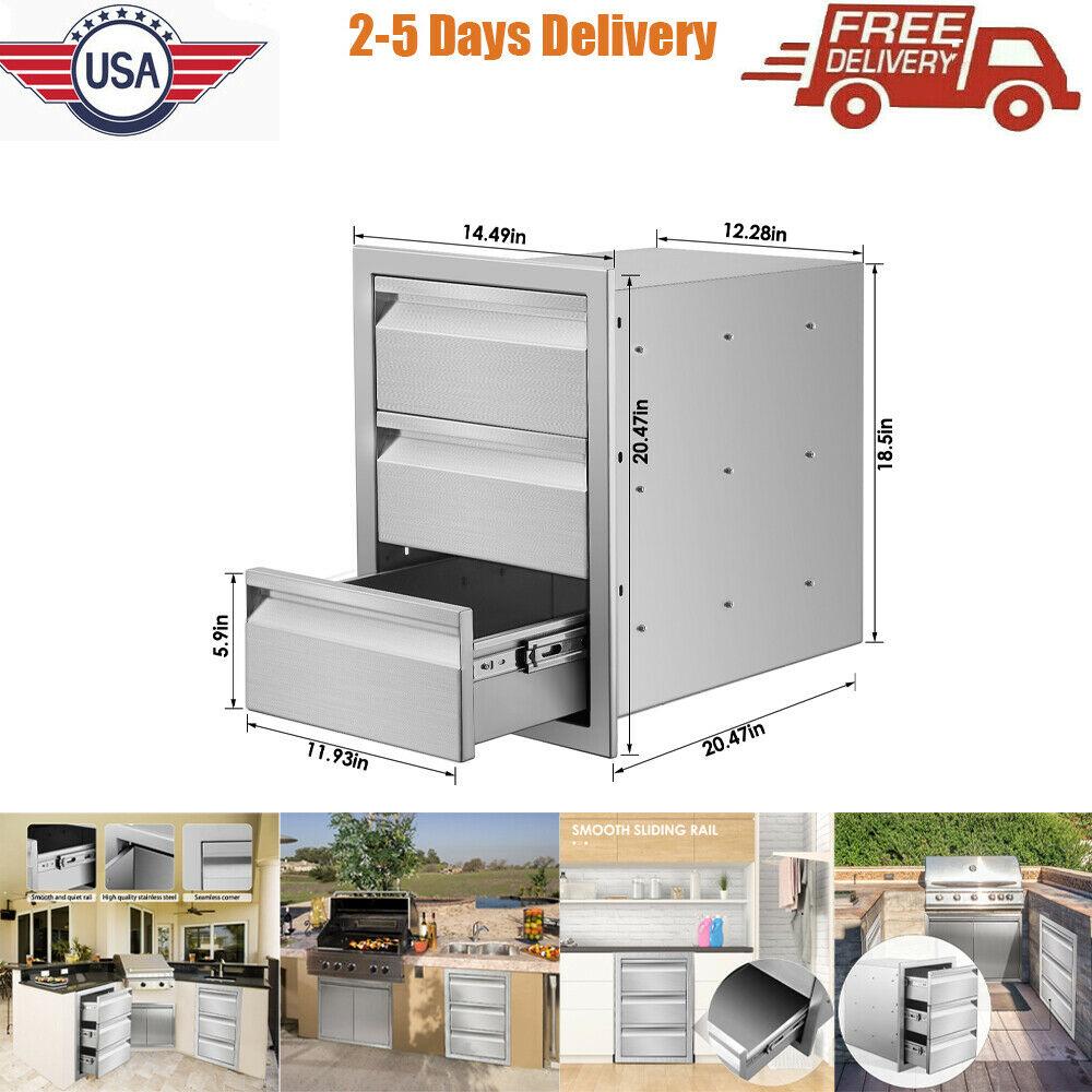 BBQ Access Door Triple Drawer 14x20.5x23" Combo Outdoor Kitchen Flush Mount