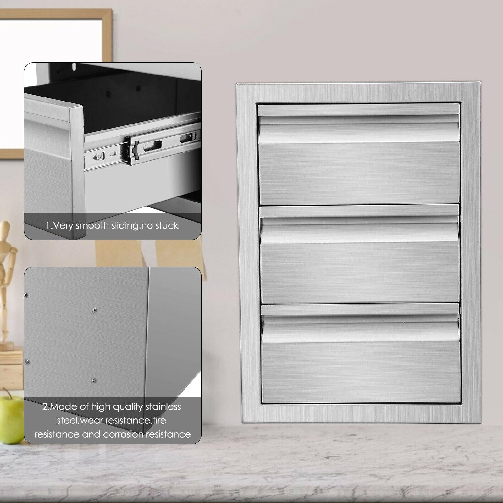 BBQ Access Door Triple Drawer 14x20.5x23" Combo Outdoor Kitchen Flush Mount
