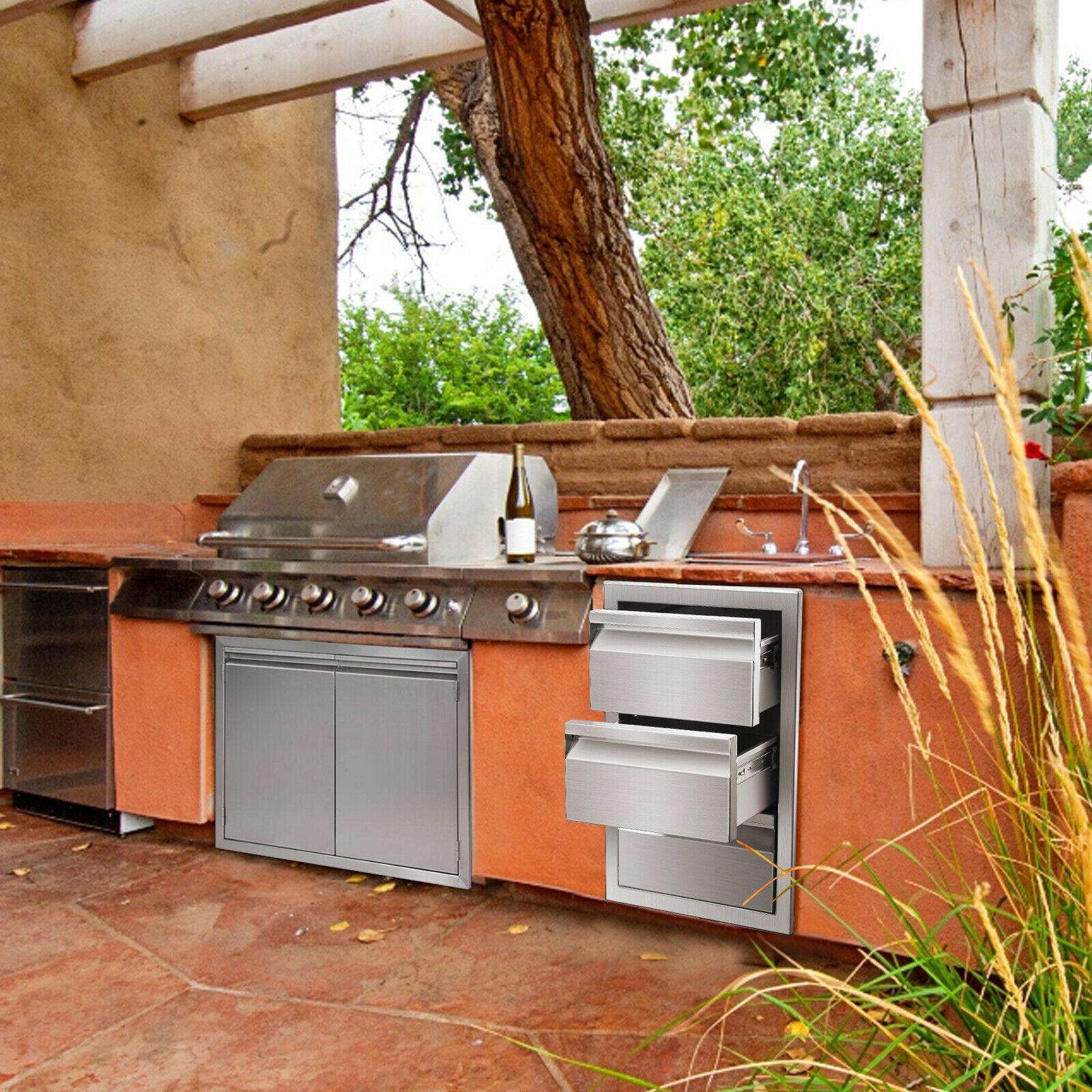 BBQ Access Door Triple Drawer 14x20.5x23" Combo Outdoor Kitchen Flush Mount