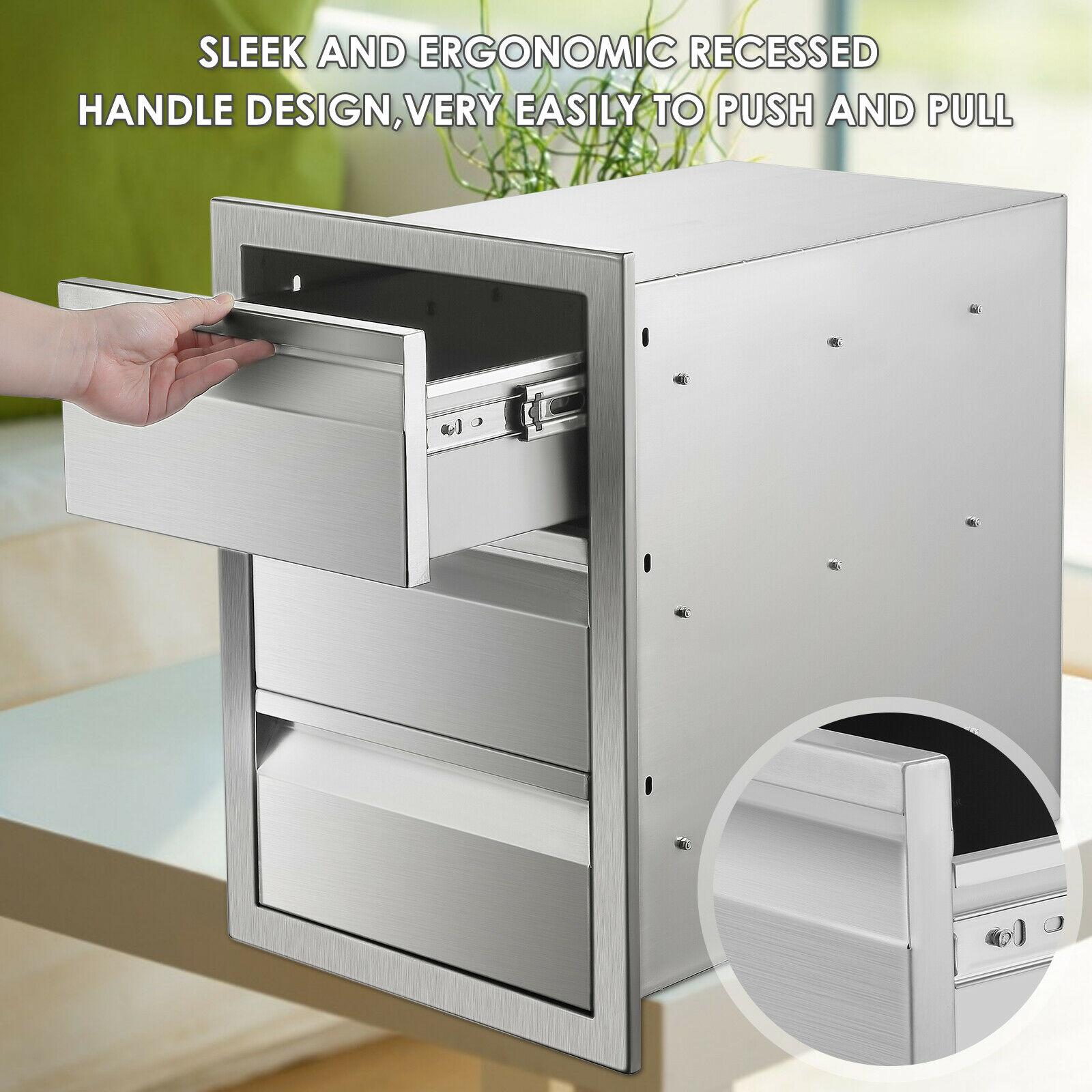 BBQ Access Door Triple Drawer 14x20.5x23" Combo Outdoor Kitchen Flush Mount