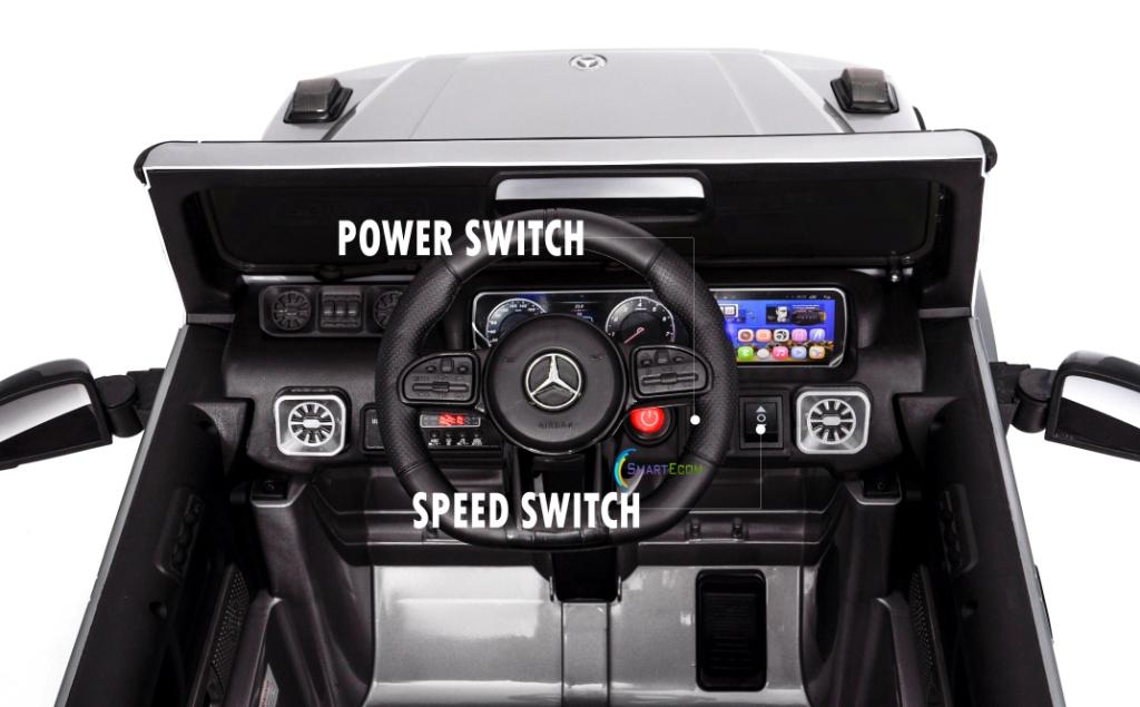 12V powered Mercedes AMG G63 Ride on electric car For Kids with Remote Control LED lights MP3 Leather Seat - Silver