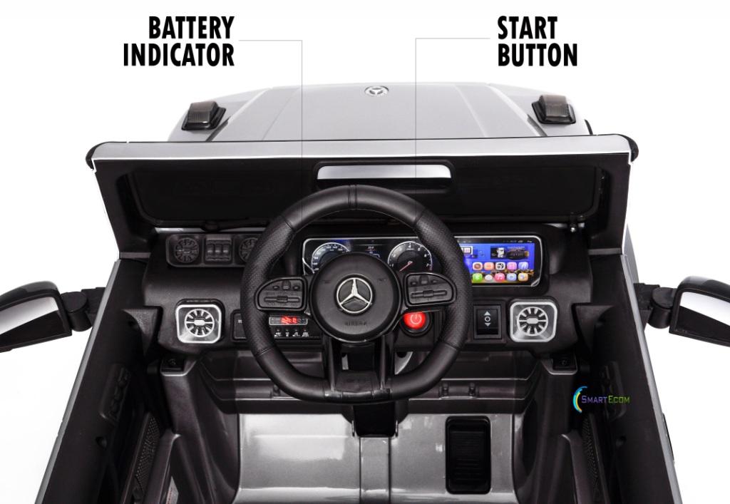 12V powered Mercedes AMG G63 Ride on electric car For Kids with Remote Control LED lights MP3 Leather Seat - Silver