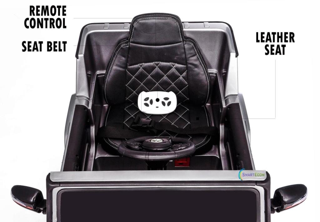12V powered Mercedes AMG G63 Ride on electric car For Kids with Remote Control LED lights MP3 Leather Seat - Silver
