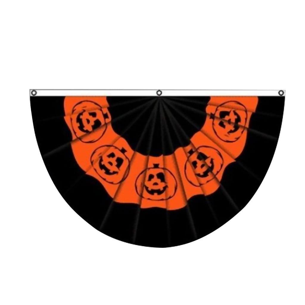 Mnycxen Happy Halloween Pumpkin Lantern Bunting Fan Semicircular Flag Party Decor45X90Cm