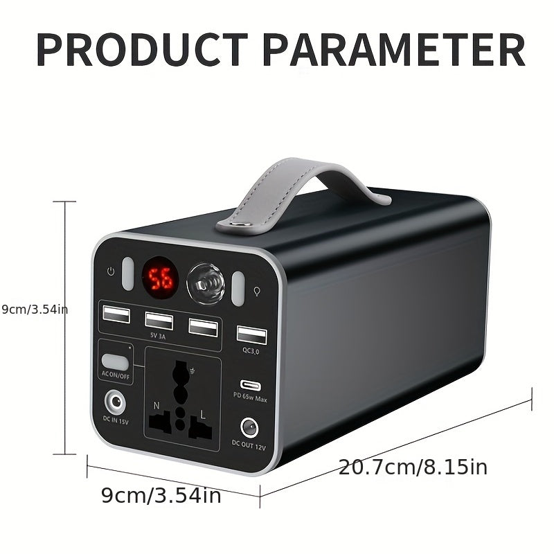 53000mAh Camping Battery Power Station, 198wh Portable Power Bank, With 110V AC Outlet, DC/PD Twoway Fast Charge, Outdoor Generator, LED Light, 4 USB