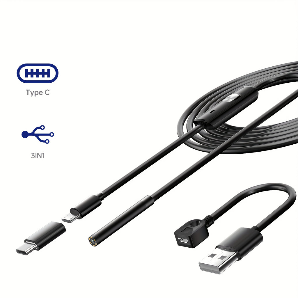 5mmHD Lens Industrial Endoscope: IP67 Waterproof Tool For Car Repair, Air Conditioner &amp; Sewer Pipe Detection - Android Type-C Interface