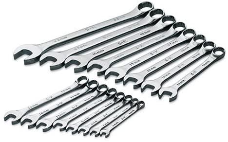 SK Professional Tools 86223 16-Piece 12-Point Metric Combination Wrench Set - SuperKrome Finish, Set of 16 Chrome Wrenches Made in USA