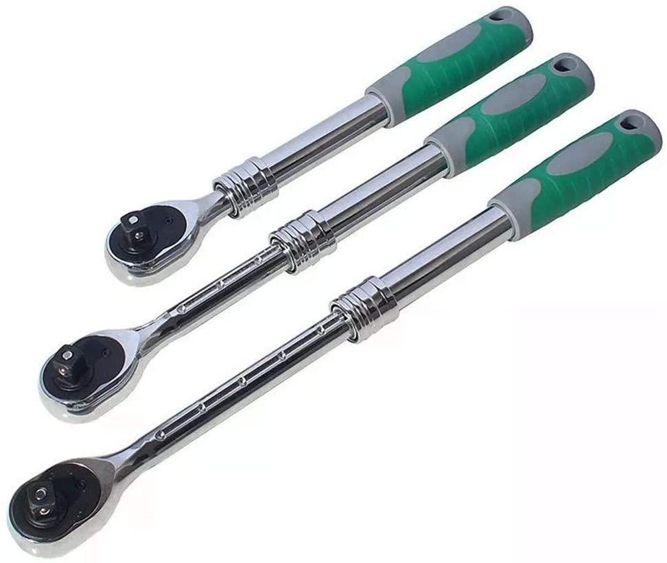 Peixiang Sturdy Repair Wrench 3pcs 1/2Inch Auto Telescopic Ratchet Wrench Universal Key Spanner Length 31-44cm Torque Wrench Car Bike Repair Tools Safety