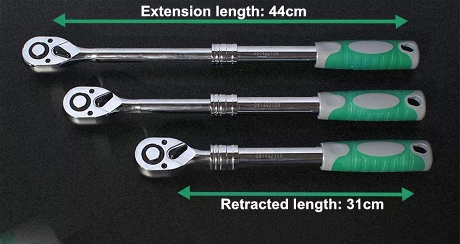 Screwdriver Set, Hand Tools 3pcs 1/2Inch Auto Telescopic Ratchet Wrench Universal Key Spanner Length 31-44cm Torque Wrench Car Bike Repair Tools