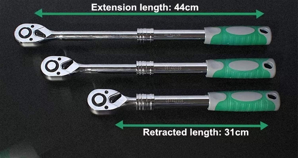 Peixiang Sturdy Wrench 3pcs 1/2Inch Auto Telescopic Ratchet Wrench Universal Key Spanner Length 31-44cm Torque Wrench Car Bike Repair Tools Repair Tools Safety