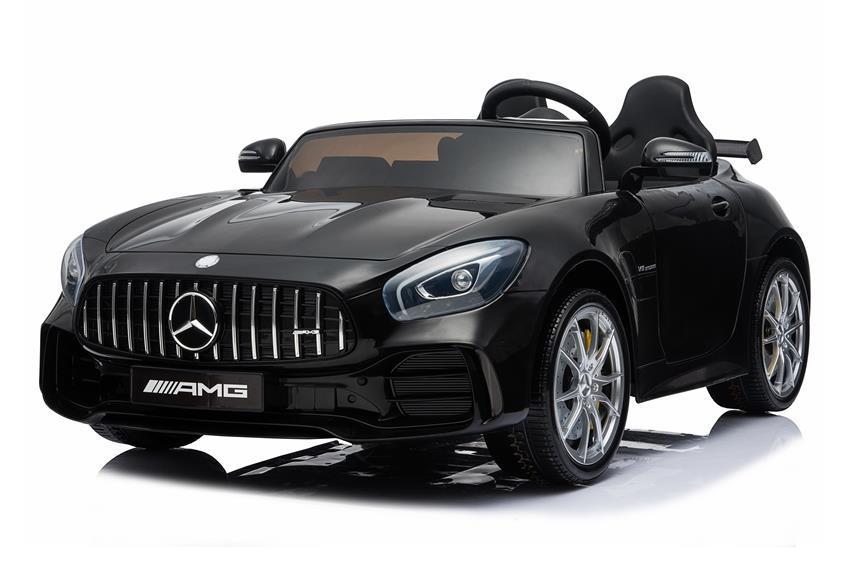 2 Seater 12V powered Mercedes ride on car 4WD for kids Remote Control LED lights Opening doors MP3 - Black