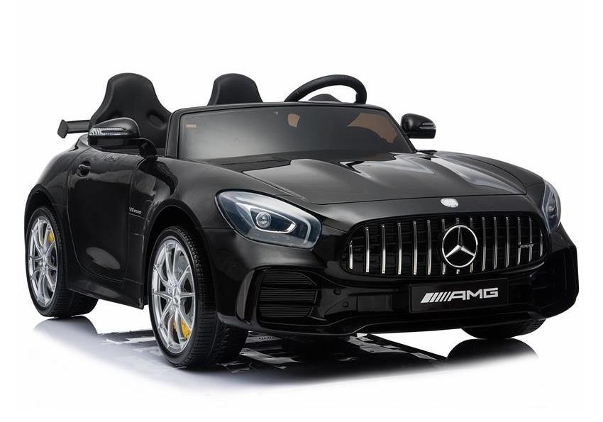 2 Seater 12V powered Mercedes ride on car 4WD for kids Remote Control LED lights Opening doors MP3 - Black