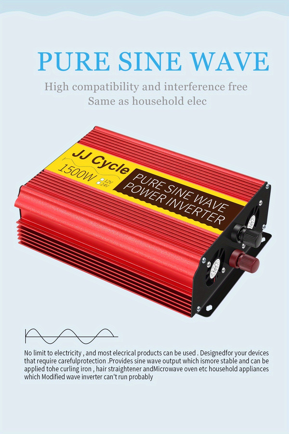 Pure Sine Wave Power Inverter 12V/24V To 110V 60HZ 500W 1000W 1500W 2000W DC To AC VoltaConverter Power Supply