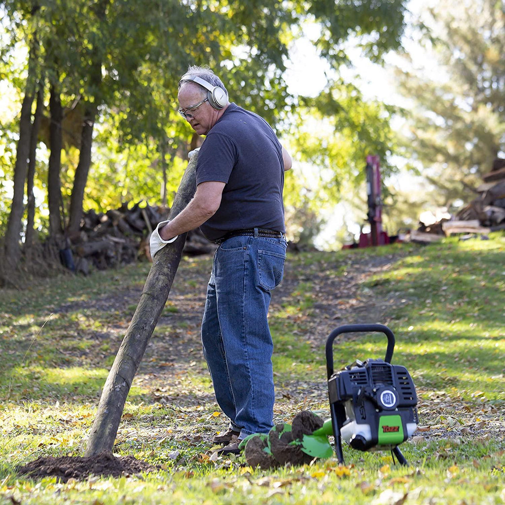 TAZZ 35365 Earth Auger/Post Hole Digger with 43cc 2 Cycle Gas Engine, 8" Bit with Fishtail Point and Shock Absorbing Spring Welded Steel Handlebars, Alloy Gear and Ball-Bearing Transmission