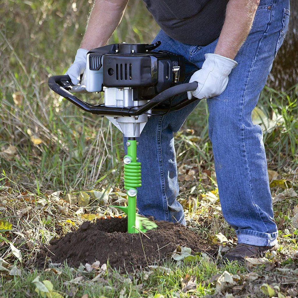 TAZZ 35365 Earth Auger/Post Hole Digger with 43cc 2 Cycle Gas Engine, 8" Bit with Fishtail Point and Shock Absorbing Spring Welded Steel Handlebars, Alloy Gear and Ball-Bearing Transmission
