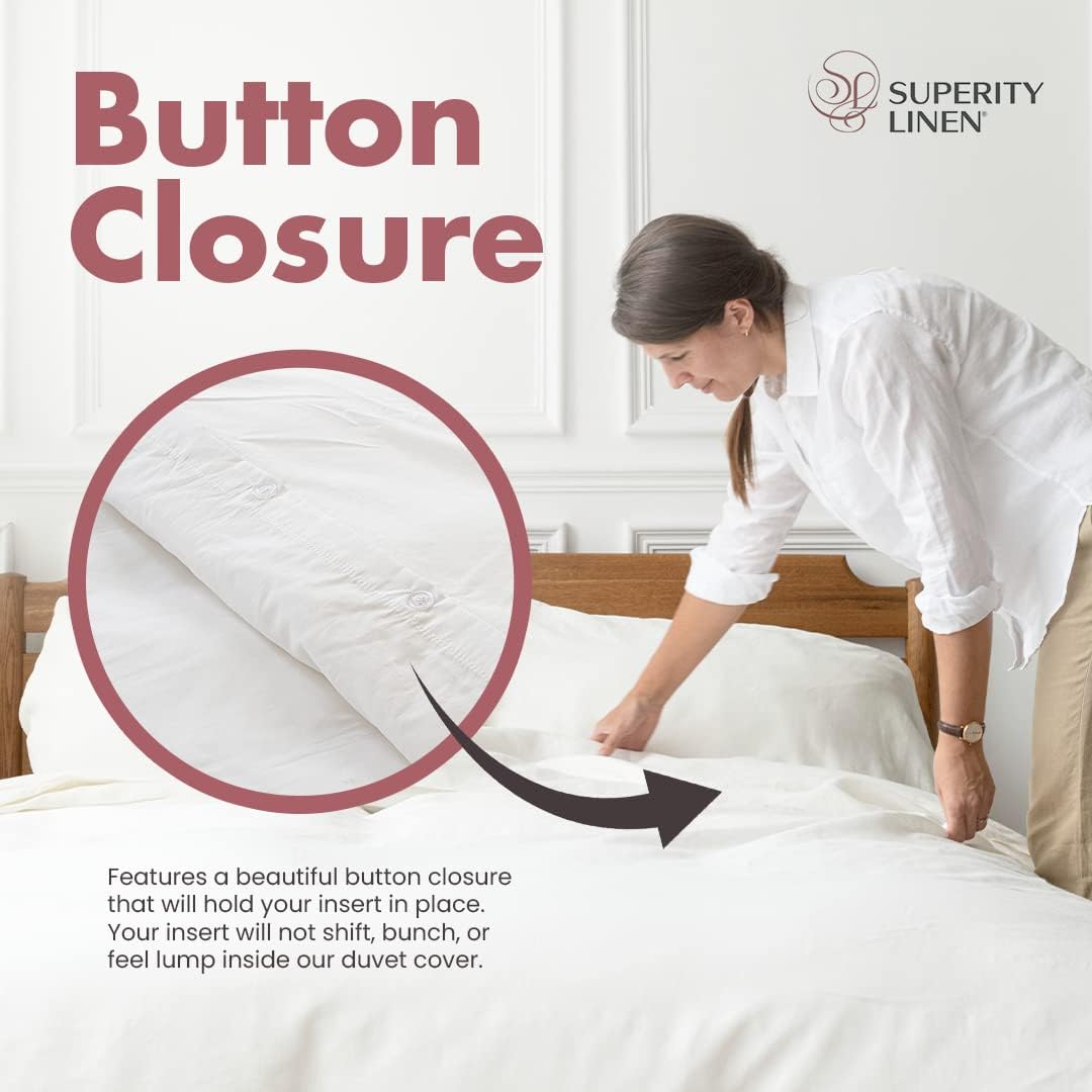 Superity White Twin Duvet Cover - Cotton Breathable &amp; Comfortable Fabric, Protects Mattresses from Dirt, Dust &amp; Dander - Twin Size Duvet Cover (68x86)