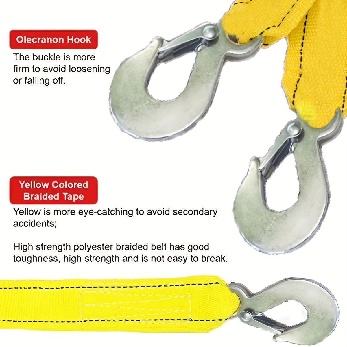 157.48in/4m Heavy 5 Ton Towing Rope, With Nylon Recovery Strap And StoraBag, Used For Emergency Vehicle Recovery