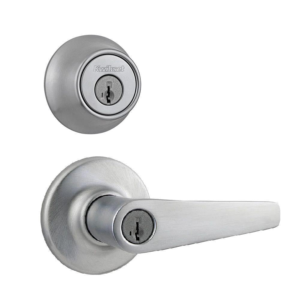 Delta Satin Chrome Exterior Combo Pack Door Knob Featuring SmartKey Security