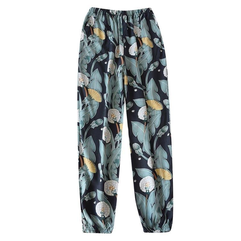 floral printed soft pants with pocket