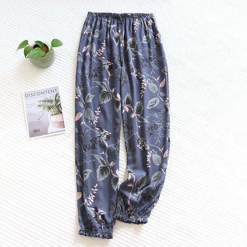 floral printed soft pants with pocket