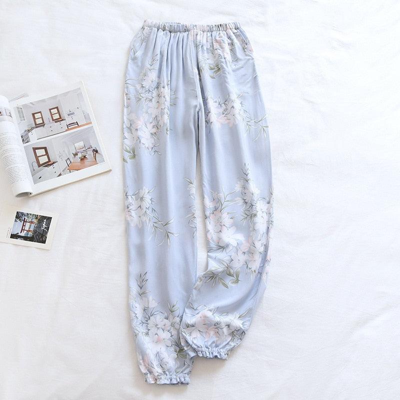 floral printed soft pants with pocket
