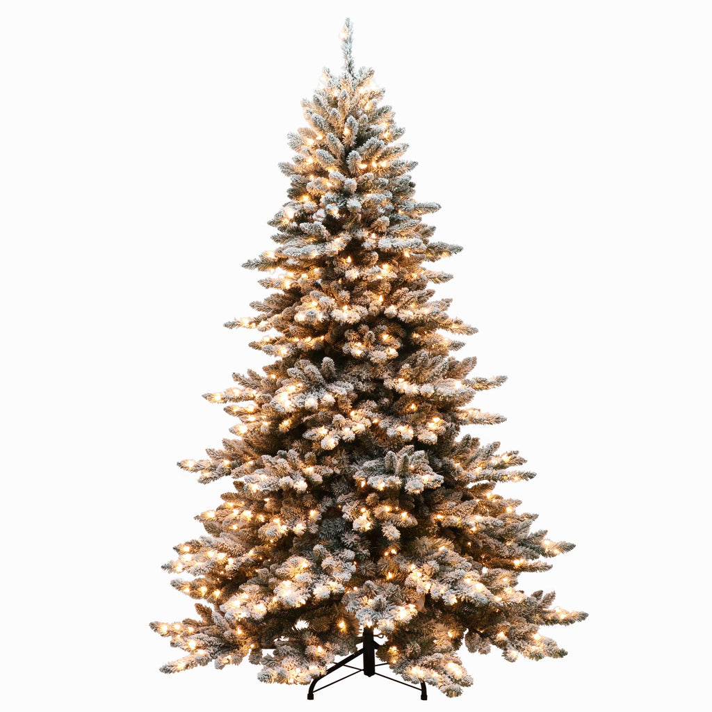 Pre-Lit 7.5' Flocked Princess Pine Artificial Christmas Tree with 700 Lights, Green
