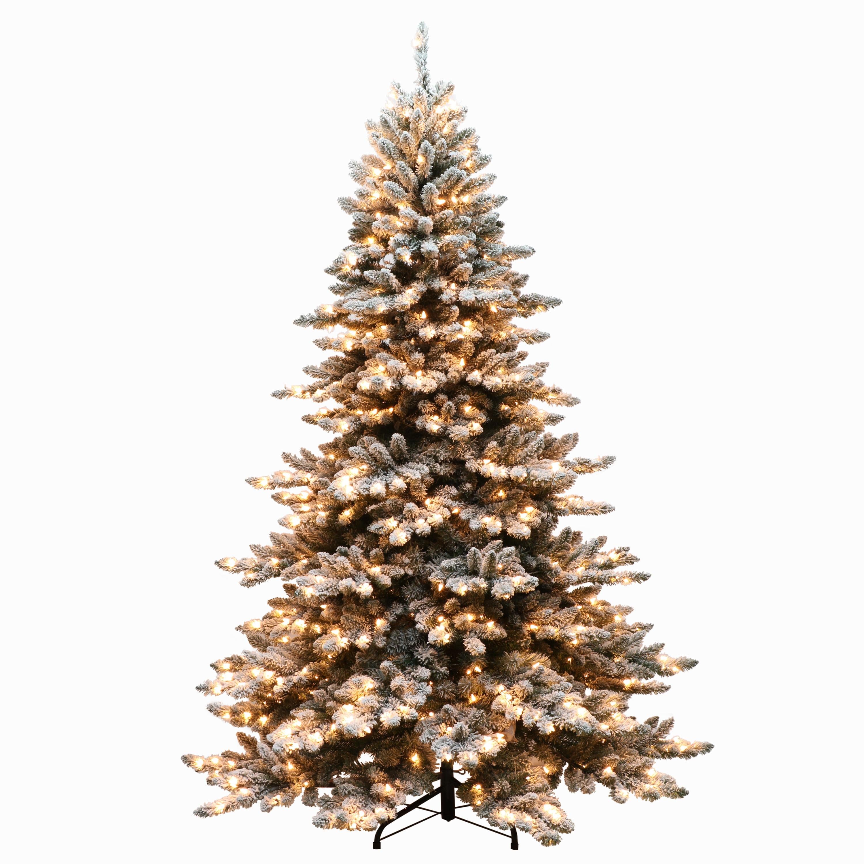 Pre-Lit 7.5' Flocked Princess Pine Artificial Christmas Tree with 700 Lights, Green