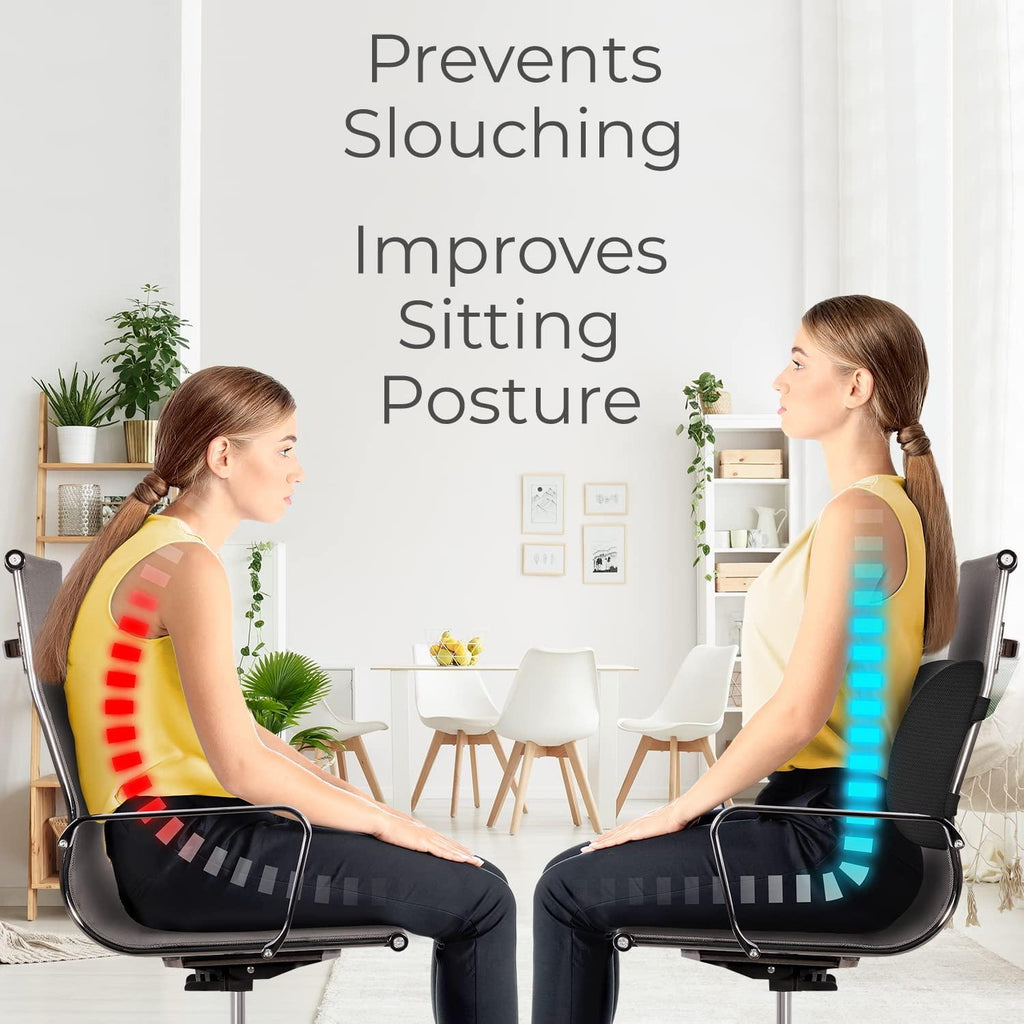 Everlasting Comfort Lumbar Support Pillow for Office Chair Back - Improve Posture While Sitting - Memory Foam Cushion Design for Computer Desk, Car, Gaming, Couch, Recliner