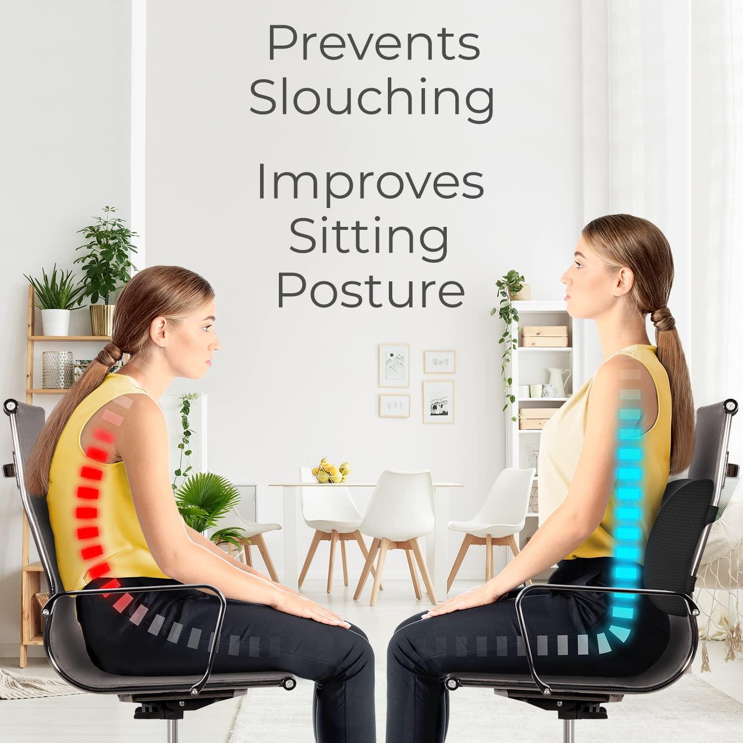 Everlasting Comfort Lumbar Support Pillow for Office Chair Back - Improve Posture While Sitting - Memory Foam Cushion Design for Computer Desk, Car, Gaming, Couch, Recliner