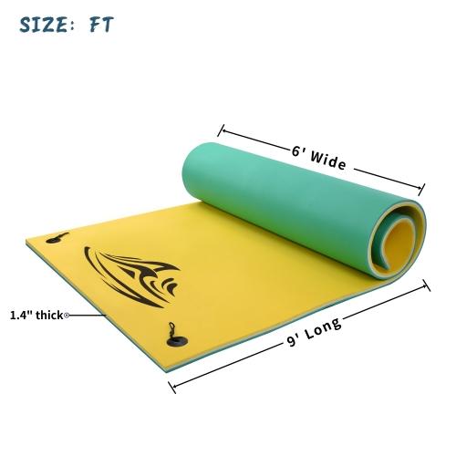 9 X 6 Ft Floating Water Mat Foam Pad Lake Floats Lily Pad, 3-Layer Xpe Water Pad With StoraStraps For Adults Outdoor Water Activities